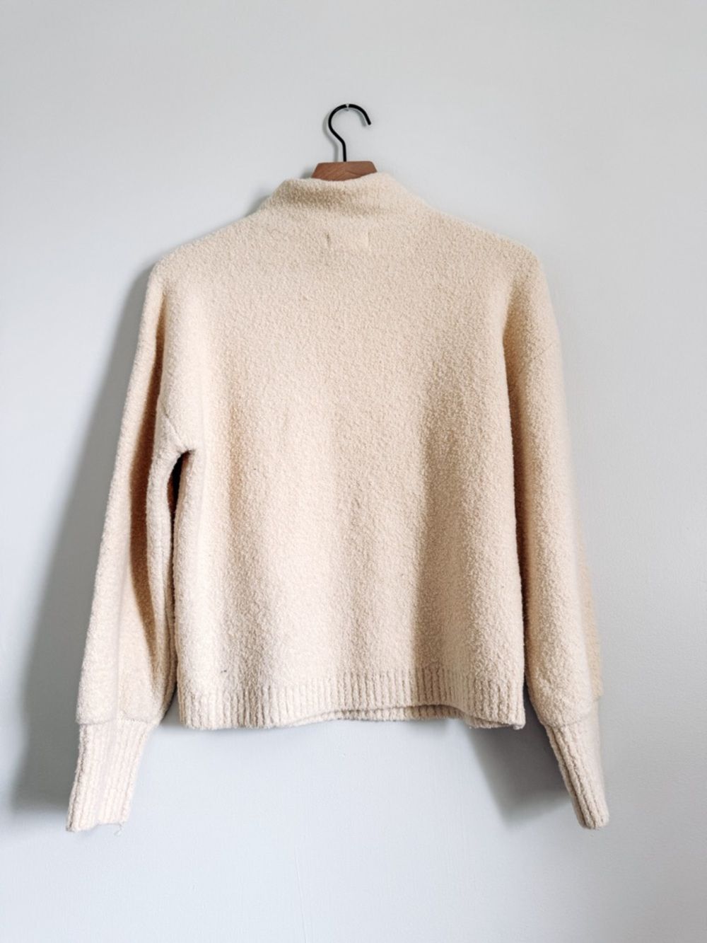 Marled Cream Textured Knit Mock Neck Sweater Top Size Medium - Picture 6 of 6